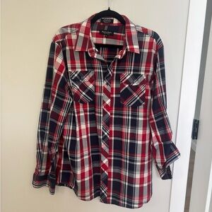 Eighty Eight Red & Navy Plaid Button-Down Shirt